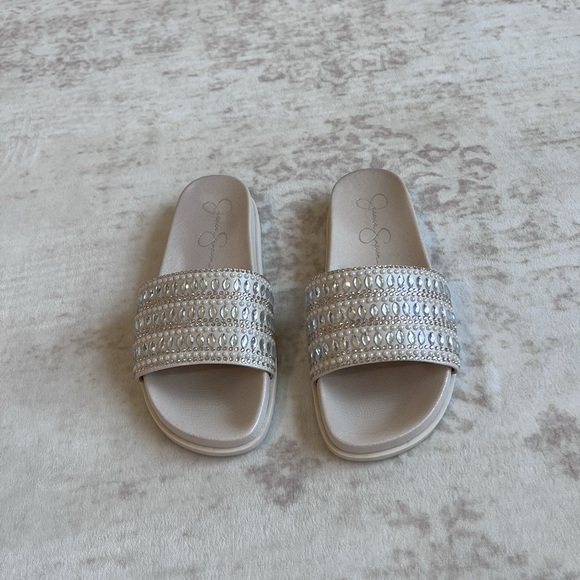 Jessica Simpson | Slides | Nude/  Bejeweled | Women’s 8.5 | Worn Once! - Picture 1 of 2